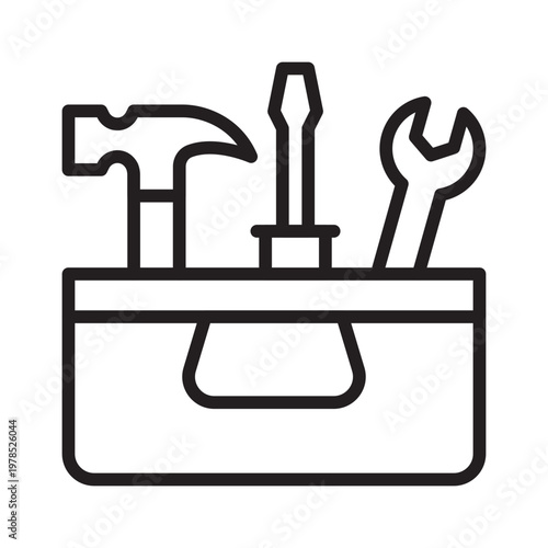 Toolbox with tools line icon