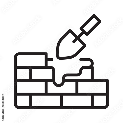 Bricklaying construction line icon