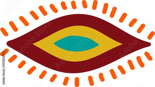 Abstract tribal evil eye symbol. Traditional amulet and decorative element with African and Aztec ethnic ornament.