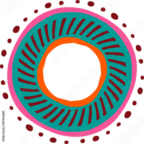 Tribal mandala with abstract geometric ornament. Decorative element with traditional African and Mexican ethnic pattern.