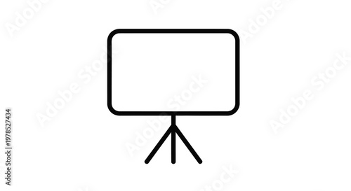 Simple black and white line drawing of a television on a stand