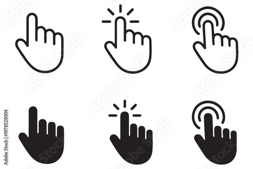 Click hand cursor icon set