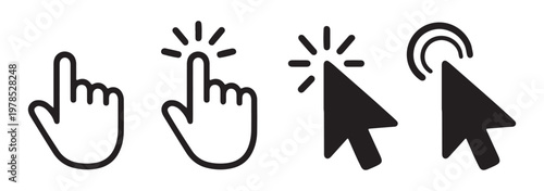 Computer mouse click cursor gray arrow icons set. Mouse click cursor collection. Vector cursors. Cursor icon. Vector illustration.
