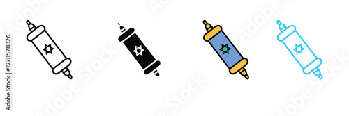 Ancient Torah Scroll Icon for Religious Education, Jewish Heritage, and Historical Manuscript Symbol. Symbol Vector Illustration.