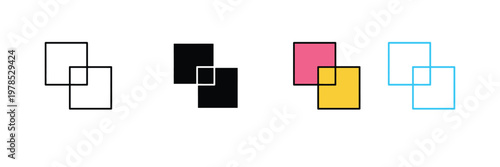 Overlapping Squares Icon for Graphic Design, Layering Tools, and Geometry Shape Symbol. Symbol Vector Illustration.