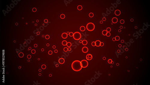 Red glowing bubbles floating on dark background create mesmerizing abstract pattern