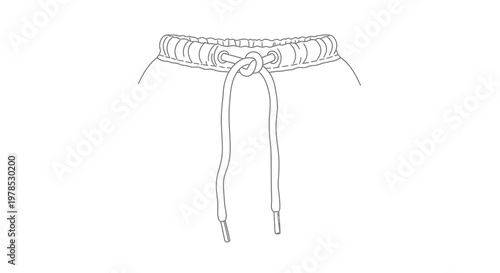 Line drawing of shorts with a drawstring waist and simple design