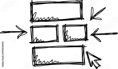 Hand drawn wireframe template for website layout