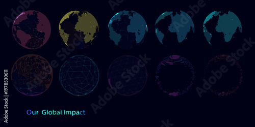 Abstract representation of earth s evolution and global impact visualized