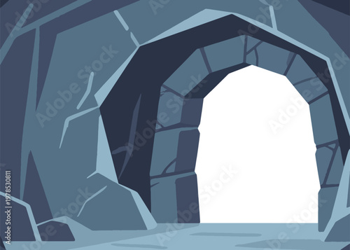 Empty Rock Cave Hole Vector Illustration Creative Design Template 