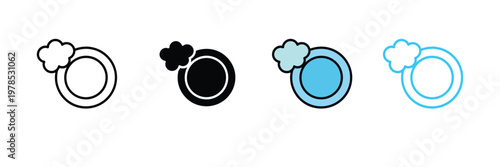 Clean Plate Icon with Soap Bubbles for Dishwashing, Kitchen Hygiene, and Household Cleaning Service Symbol. Symbol Vector Illustration.