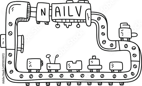 Industrial Nail Production Line Illustration