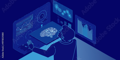 Abstract depiction of artificial intelligence and data analysis concepts