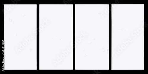 Four vertical white rectangles against a solid black background