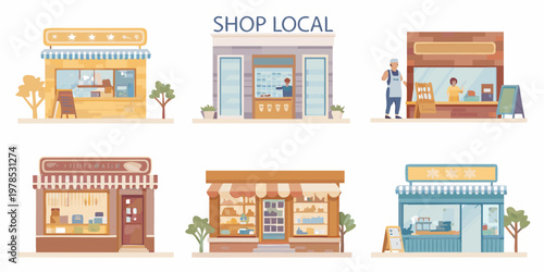 Colorful storefronts illustrate the charm and importance of local businesses