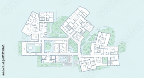 Architectural floor plan drawing of a modern building layout.