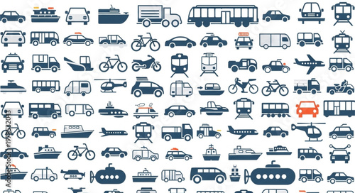 Collection of Transportation Icons Vector Set.