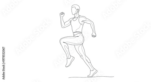 Continuous One Line Drawing of Man Running Jogging Sprinting for Fitness and Sports Exercise Illustration