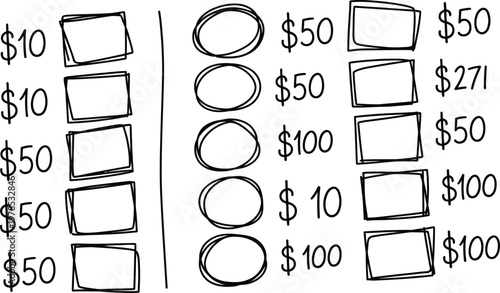 Saving money concept with dollar bills and coins