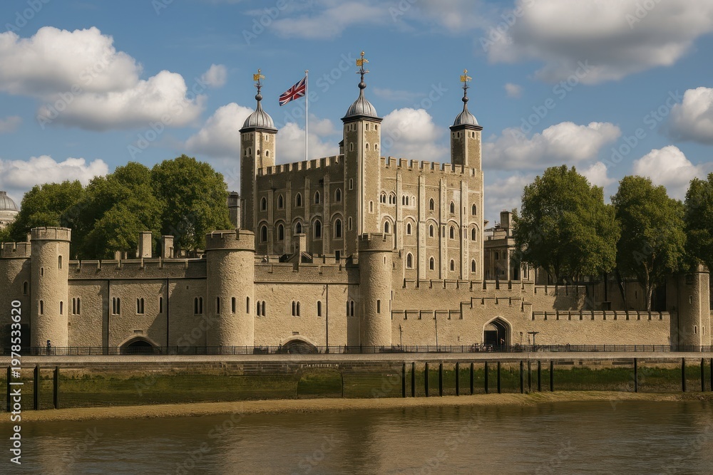 Fototapeta premium Historic fortress by river.