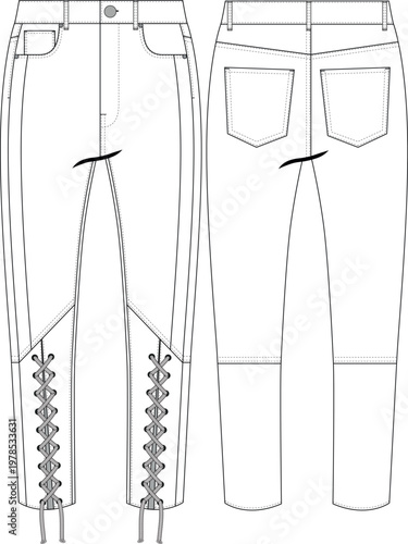 lace up eyelet detail mom slim pant 