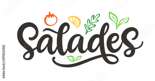 Salades logo healthy food vector lettering 