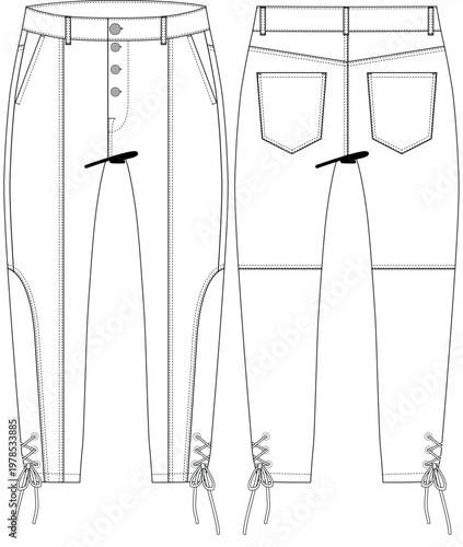 lace up button crop pant trouser