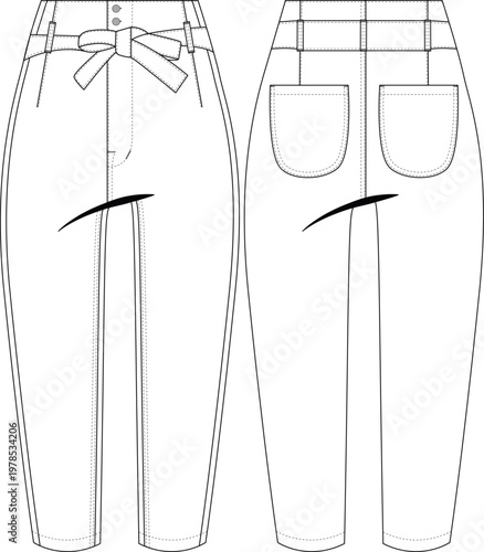 woman balloon curve pant denim trousers,