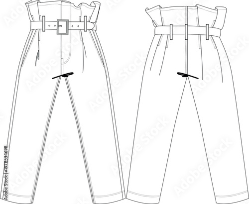 woman ruffle Volante detail pant trouser