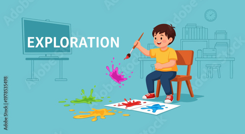 Child engaged in painting activity at home while exploring colors and creativity during afternoon hours