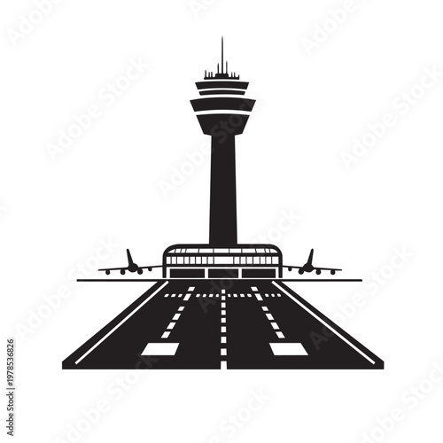 silhouette of an airport