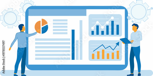 Data analysis and business growth visualized on a large digital screen