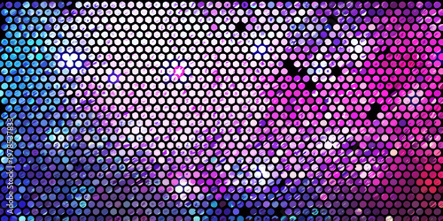 Abstract portrait formed by numerous small colorful circular lights