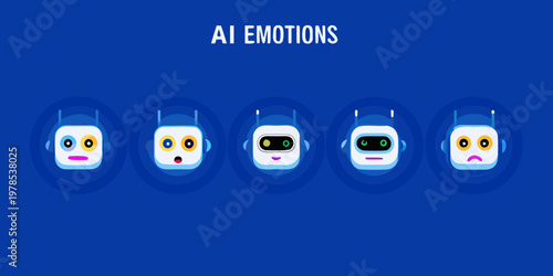 Ai emotions depicted through a series of expressive robot faces