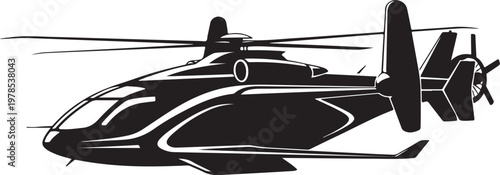 Black helicopter, futuristic helicopter, vector helicopter, aircraft illustration, transportation icon