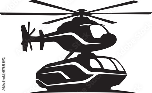 Black helicopter, futuristic helicopter, helicopter silhouette, vehicle icon, aircraft symbol