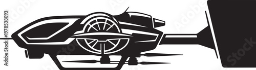 Futuristic hoverbike, sci-fi vehicle, black illustration, futuristic transportation, vector graphic