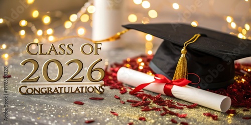 Class of 2026 graduation congratulations with cap and diploma graduation day class