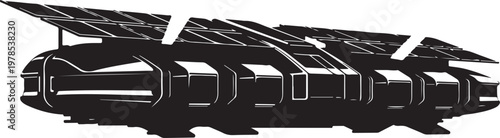 Solar panel, black silhouette, renewable energy icon, eco friendly symbol, vector graphics