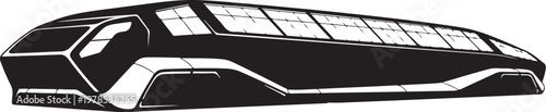 Futuristic spacecraft, sleek spaceship, black and white vector, sci-fi vehicle, illustration
