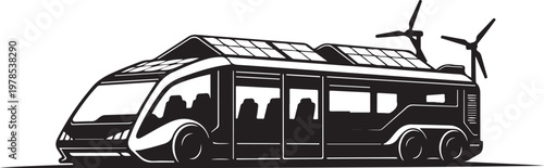 Eco friendly bus, solar powered vehicle, sustainable transportation, green travel