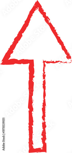 Simple red arrow symbol with decorative house number design on white background