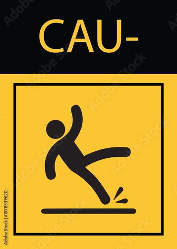 Caution symbol for slippery surface and trip fall hazard vector