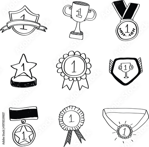 First place trophy and star stickers for child motivation vector