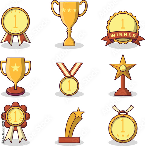 Great job motivational badges with stars and prize ribbons vector