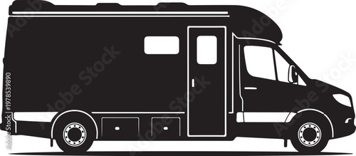 Camper Van, Motorhome, RV Icon, Vector Campervan, Travel Trailer