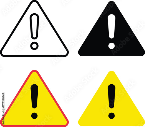 Triangle warning sign set for traffic and industrial safety vector