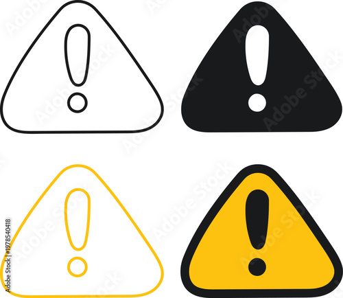 Yellow and black caution sign for hazard attention notice vector