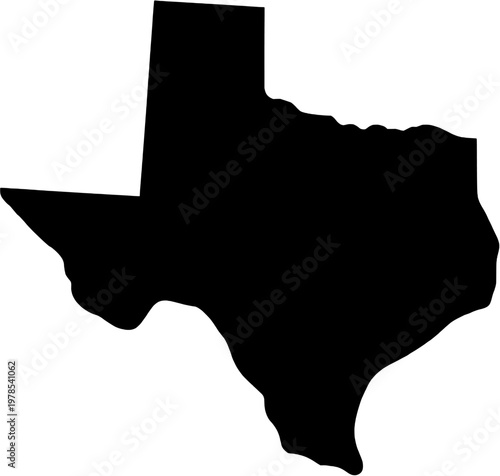 Texas State Solid Silhouette Minimal Black Vector Shape