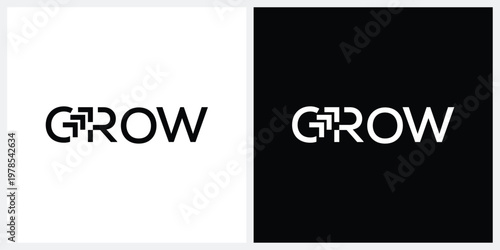 grow logo design, word mark grow logo design